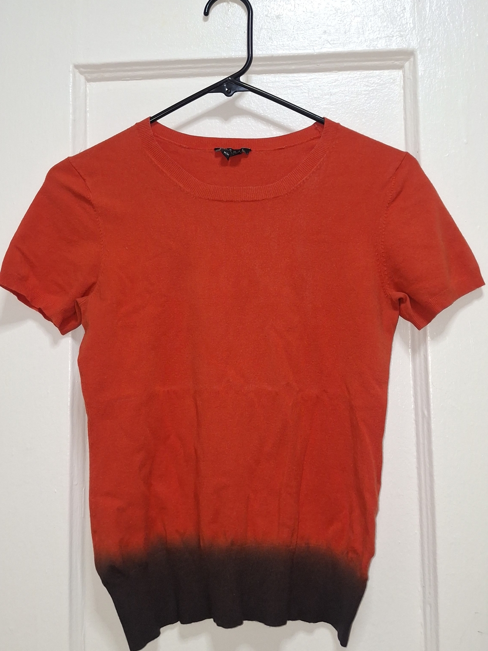 Theory Symon DD Modus Orange Black Ombre Knit Top M Has Flaw